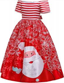 img 2 attached to HIHCBF Girls Christmas Printed Dress W/Reindeer Headband Santa Claus Snowflakes Holiday Party Gowns Birthday Xmas Gifts