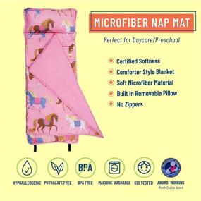img 3 attached to Cozy And Durable Nap Mat For Kids: Wildkin Microfiber With Reusable Pillow In Cute Horses Design For Daycare And Preschool