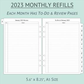 img 2 attached to 2023 Monthly Planner Refill For A5 Binder, Two Page Per Month, January 2023 - December 2023, 5.6"X8.3", 6-Hole Punched