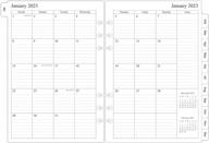 2023 monthly planner refill for a5 binder, two page per month, january 2023 - december 2023, 5.6"x8.3", 6-hole punched logo
