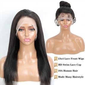 img 3 attached to 13X4 Lace Front Human Hair Wigs Straight Wigs HD Transparent Lace Frontal Wigs With Baby Hair 150% Density Brazilian Virgin Human Hair Wigs For Black Women Pre Plucked Bleached Knots 16 Inch