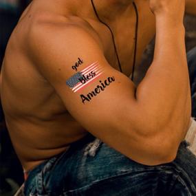 img 2 attached to Show Your Patriotic Side With God Bless America Temporary Tattoos - Removable, Waterproof & Fashionable DIY Body Art Stickers For All Ages And Genders