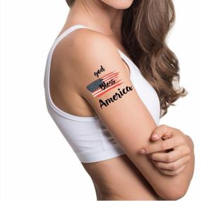 img 4 attached to Show Your Patriotic Side With God Bless America Temporary Tattoos - Removable, Waterproof & Fashionable DIY Body Art Stickers For All Ages And Genders