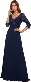 img 4 attached to Women'S Long Sleeve Sequin V-Neck Evening Party Dress 0751 By Ever-Pretty