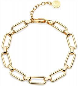img 4 attached to Stylish And Chic Fettero 14K Gold Plated Bracelet Chain - Perfect Gift For Him Or Her!