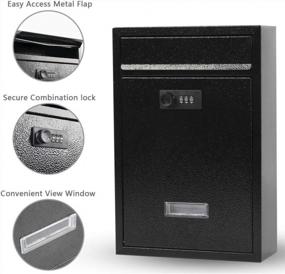 img 3 attached to KYODOLED Combination Locking Wall Mount Mailbox For Outdoors - Large Security Key Drop Box, Measuring 12.59H X 8.46L X 3.35W Inches In Black