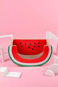 img 3 attached to Large Watermelon Cat Scratching Lounge Bed - Cardboard Scratcher Pad for Cats - Interactive Cat Toy