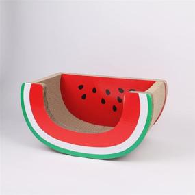 img 4 attached to Large Watermelon Cat Scratching Lounge Bed - Cardboard Scratcher Pad for Cats - Interactive Cat Toy