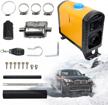 diesel air heater 5kw 12v 24v with remote control, adjustable temperature for car, truck, rv and boat - muffler & lcd monitor logo