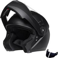 ilm flip up modular motorcycle helmet: men women street bike motocross full face dot 115 (matte black, medium) logo