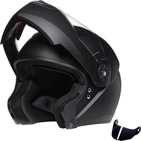 img 4 attached to ILM Flip Up Modular Motorcycle Helmet: Men Women Street Bike Motocross Full Face DOT 115 (Matte Black, Medium)