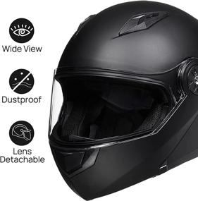 img 2 attached to ILM Flip Up Modular Motorcycle Helmet: Men Women Street Bike Motocross Full Face DOT 115 (Matte Black, Medium)