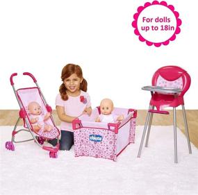 img 3 attached to 👶 Complete 3 Piece Baby Doll Furniture Set for 18-Inch Dolls - Stroller, High Chair, and Playard, Ideal Gift for 3 Year Old Girls and Up