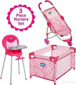 img 4 attached to 👶 Complete 3 Piece Baby Doll Furniture Set for 18-Inch Dolls - Stroller, High Chair, and Playard, Ideal Gift for 3 Year Old Girls and Up