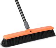 premium 18-inch outdoor push broom - heavy duty cleanser for driveaways, 🧹 sidewalks, patios, and decks, effectively removing dirt, debris, sand, mud, leaves, and water logo