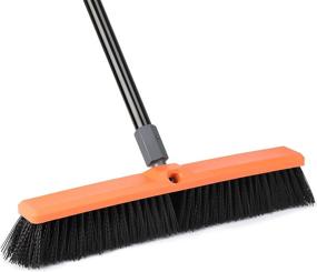 img 4 attached to Premium 18-inch Outdoor Push Broom - Heavy Duty Cleanser for Driveaways, 🧹 Sidewalks, Patios, and Decks, Effectively Removing Dirt, Debris, Sand, Mud, Leaves, and Water