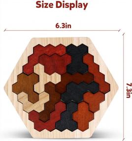 img 1 attached to Wooden Hexagon Puzzle – Brain Teaser Toy For Kids And Adults, Shape Pattern Blocks Tangram, IQ Games For STEM Montessori Education – Perfect Gift For Boys And Girls (Brown)