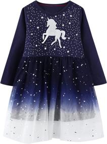 img 4 attached to 🦄 Little Unicorn Appliques Striped Girls' Dress - 1Gds101 Collection: A Stylish Delight for Your Little Princess