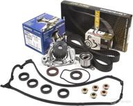 96-00 honda civic 1.6 timing belt kit with d16y seal, evergreen tbk224mvca2, valve cover gasket, aisin water pump - compatible logo