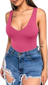 img 3 attached to LAGSHIAN Bodycon Sleeveless Leotrad Bodysuit Women's Clothing ~ Bodysuits