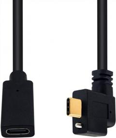 img 1 attached to Удлинительный кабель Poyiccot USB C между мужчинами и женщинами, 1 фут, одновинтовая фиксация USB Type C, мужчина на тип C, женский удлинитель, кабель для передачи данных и зарядный кабель для промышленных устройств типа C