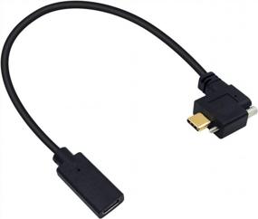 img 4 attached to Удлинительный кабель Poyiccot USB C между мужчинами и женщинами, 1 фут, одновинтовая фиксация USB Type C, мужчина на тип C, женский удлинитель, кабель для передачи данных и зарядный кабель для промышленных устройств типа C