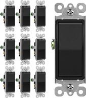 bestten 3-way decorator wall light switch - 10 pack, ul listed and durable, paddle wall switch, on/off rocker interrupter, black color, suitable for 120/277v, 15amp applications logo