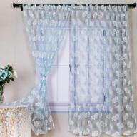 lace curtain panels blue lace sheer curtains 63 inch length lace embroidered curtains blue sheer voile curtain drape 58"x63'' 2panels lace window curtain rod for bedroom living room wedding decoration logo