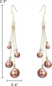 img 1 attached to EleQueen Women'S Silver-Tone Crystal Simulated Pearl 4 Chain Bridal Long Dangle Hook Earrings - Ivory Color