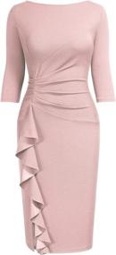 img 4 attached to AISIZE Sleeve Ruched Elegant Business Women's Clothing : Dresses