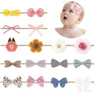 🎀 adorable 16pcs newborn headbands for girls – flower bows, nylon hairbands, handmade accessories for baby girls & toddlers логотип