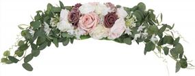 img 4 attached to Add Elegance To Your Wedding Or Home Decor With SHACOS 30 Inch Artificial Peony Rose Flower Swag With Eucalyptus Leaves In Dusty Pink