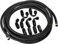 16ft vincos an6 nylon & stainless steel braided fuel hose + 6an fitting kit for leak-free oil & gas transfer logo