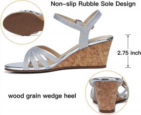 img 1 attached to TEMOFON Women'S Wedge Sandals Low Heels Sparkly Dress Sandals Summer Glitter Strappy Open Toe Wedges Sandals Shoes