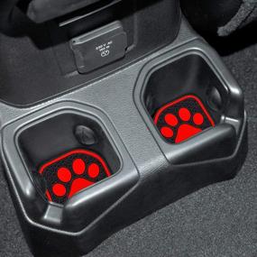 img 2 attached to Enhance Your Interiors With Auovo High-Quality Cup Holder Coasters Compatible With 2018-2022 Wrangler JL JLU And 2020-2022 Gladiator Accessories JT - 4 Piece Kit In Attractive Red!