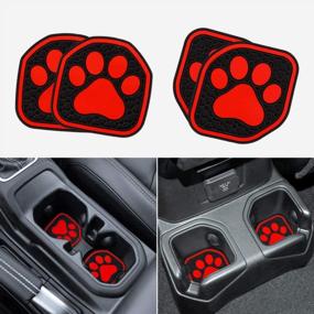 img 4 attached to Enhance Your Interiors With Auovo High-Quality Cup Holder Coasters Compatible With 2018-2022 Wrangler JL JLU And 2020-2022 Gladiator Accessories JT - 4 Piece Kit In Attractive Red!