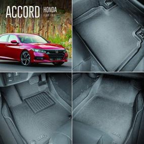 img 3 attached to 🚘 High-Quality Custom Fit Car Floor Mats for Honda Accord 2018-2022: 3D MAXpider All-Weather Floor Liners Black, Kagu Series