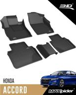 🚘 high-quality custom fit car floor mats for honda accord 2018-2022: 3d maxpider all-weather floor liners black, kagu series logo