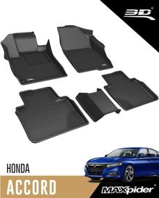 img 4 attached to 🚘 High-Quality Custom Fit Car Floor Mats for Honda Accord 2018-2022: 3D MAXpider All-Weather Floor Liners Black, Kagu Series