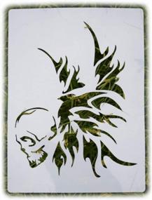img 4 attached to Трафарет SOOQOO Punisher Skull для рисования по дереву, стенам, ткани, аэрографу, более крупный многоразовый майларовый шаблон 12X16 дюймов