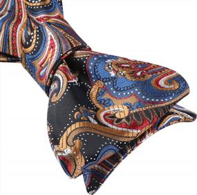 img 1 attached to Formal Paisley Bow Tie And Pocket Square Set For Men - HISDERN Self Tie Bowtie, Ideal For Tuxedo, Weddings And Events
