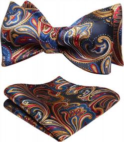 img 4 attached to Formal Paisley Bow Tie And Pocket Square Set For Men - HISDERN Self Tie Bowtie, Ideal For Tuxedo, Weddings And Events