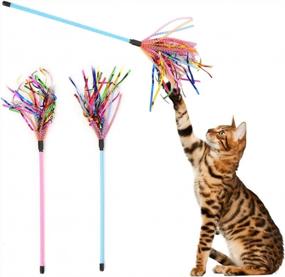 img 4 attached to Engage Your Feline Friend With Vanvene'S 4PCS Interactive Cat Feather Toy Wand Featuring Sound Paper, Tassels, And Soft Line Tube