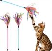 engage your feline friend with vanvene's 4pcs interactive cat feather toy wand featuring sound paper, tassels, and soft line tube logo