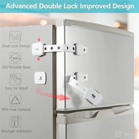 img 1 attached to Pugala Safer Version Child Safety Strap Lock: Double Lock Fridge & 🔒 Cabinet Lock Set (12PCS, White) - No Drilling, Self Adhesive, Child Proof Solution