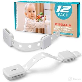 img 4 attached to Pugala Safer Version Child Safety Strap Lock: Double Lock Fridge & 🔒 Cabinet Lock Set (12PCS, White) - No Drilling, Self Adhesive, Child Proof Solution