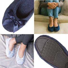 img 2 attached to Comfy Style For Any Setting: Women'S Isotoner Terry Ballerina Slipper With Cute Bow Detail
