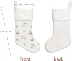 img 1 attached to 4 Pack 20 Inch Cream White Faux Fur Xmas Stockings W/ Gold Sequin Snowflakes - Super Soft Thick Plush For Christmas Decoration Holiday Decor (Dremisland)