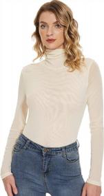 img 3 attached to Women'S Turtleneck Top Long Sleeve Slim Fit Mesh Sheer See Through Blouse By Anbenser