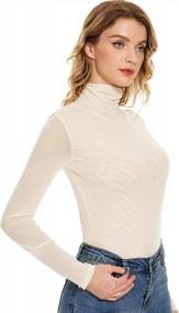 img 2 attached to Women'S Turtleneck Top Long Sleeve Slim Fit Mesh Sheer See Through Blouse By Anbenser